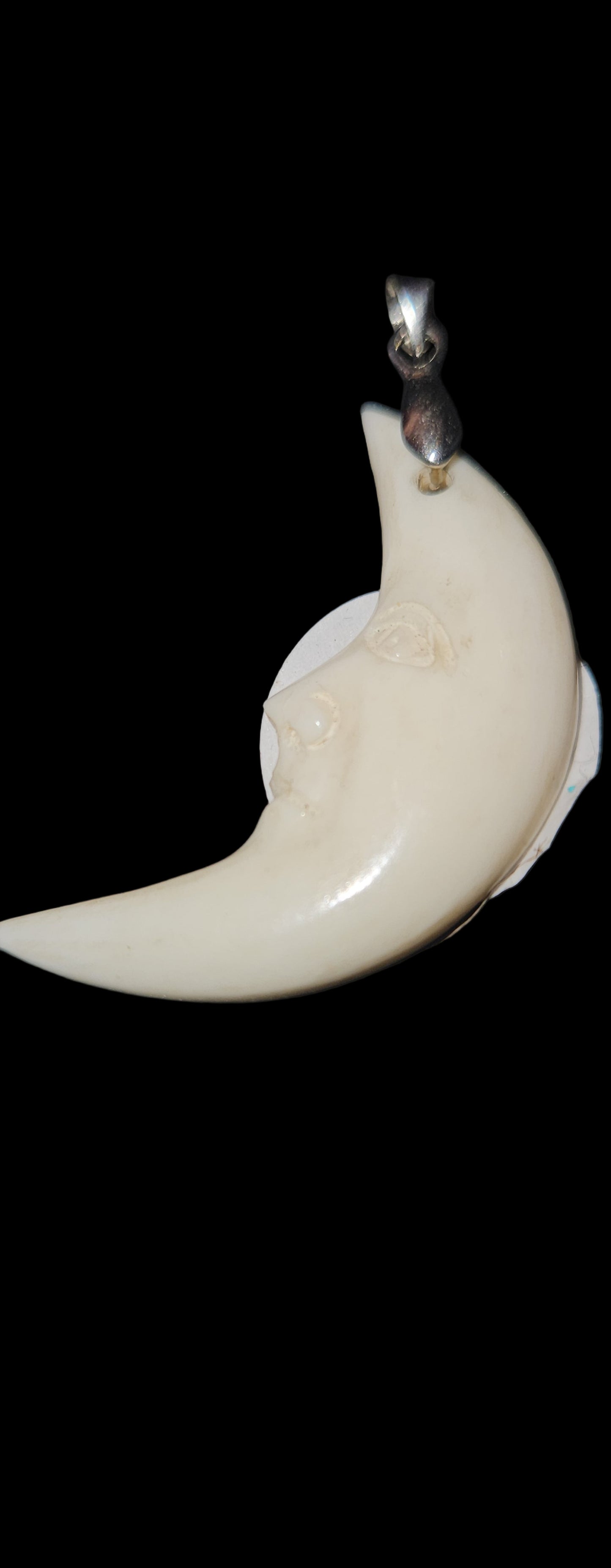 Crescent Moon Necklace (Carved Cow Bone)
