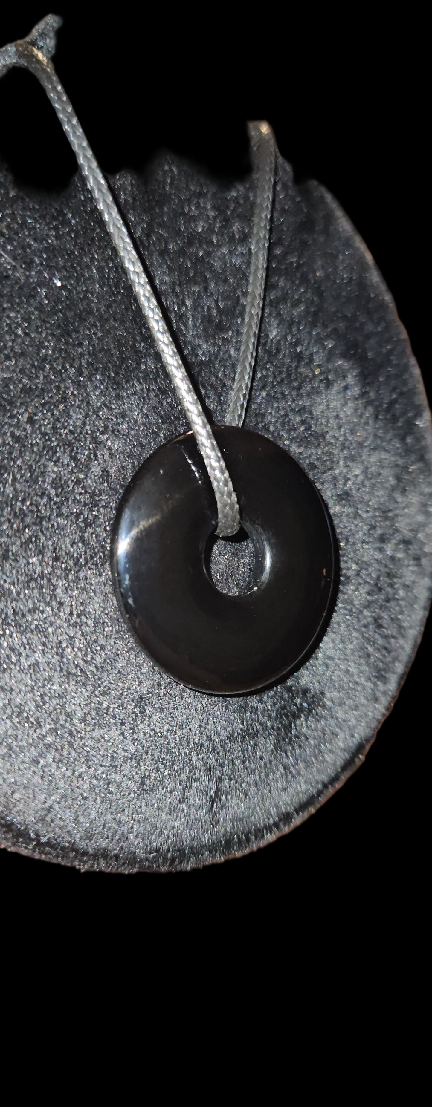 Obsidian Donut Necklace