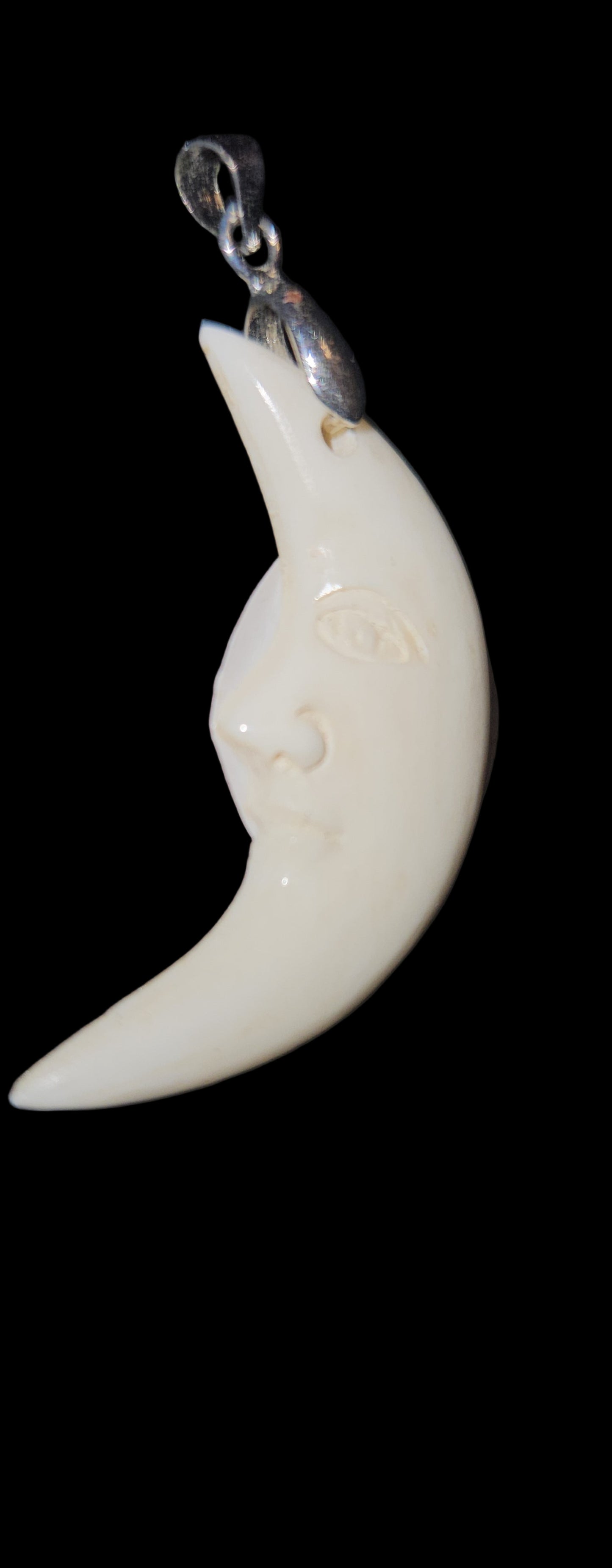 Crescent Moon Necklace (Carved Cow Bone)