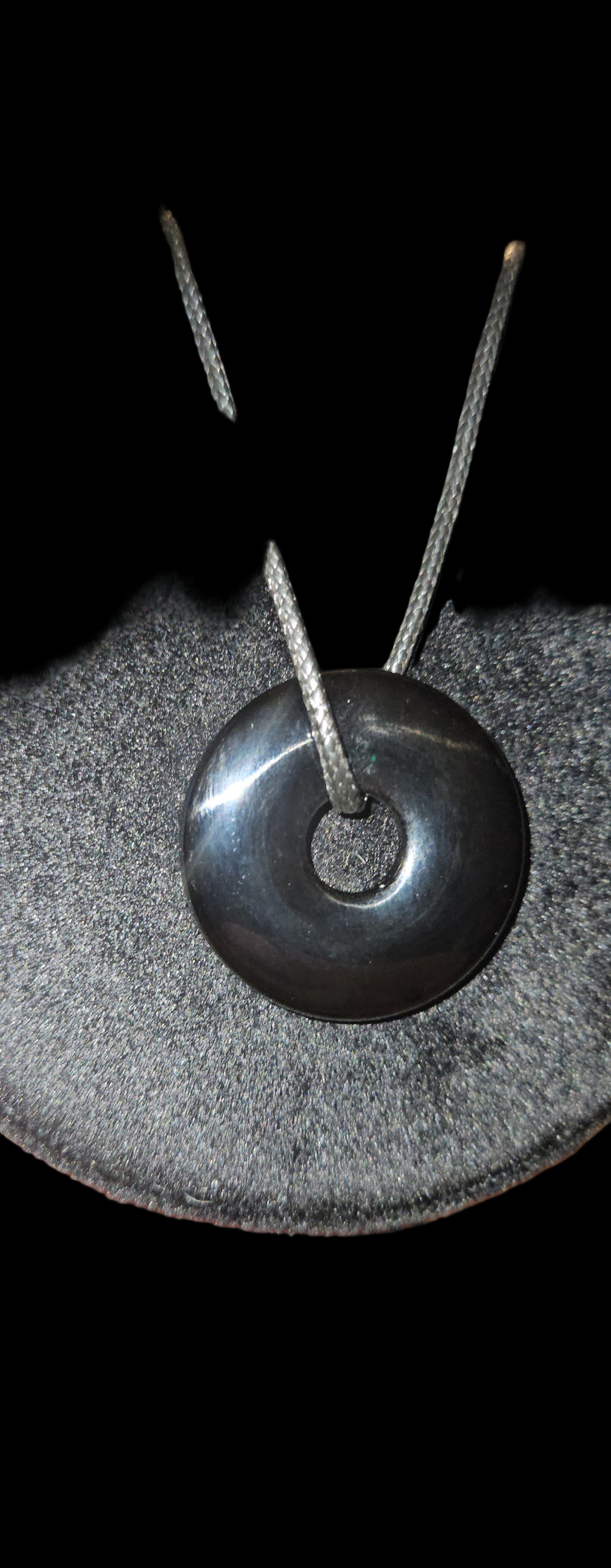 Obsidian Donut Necklace