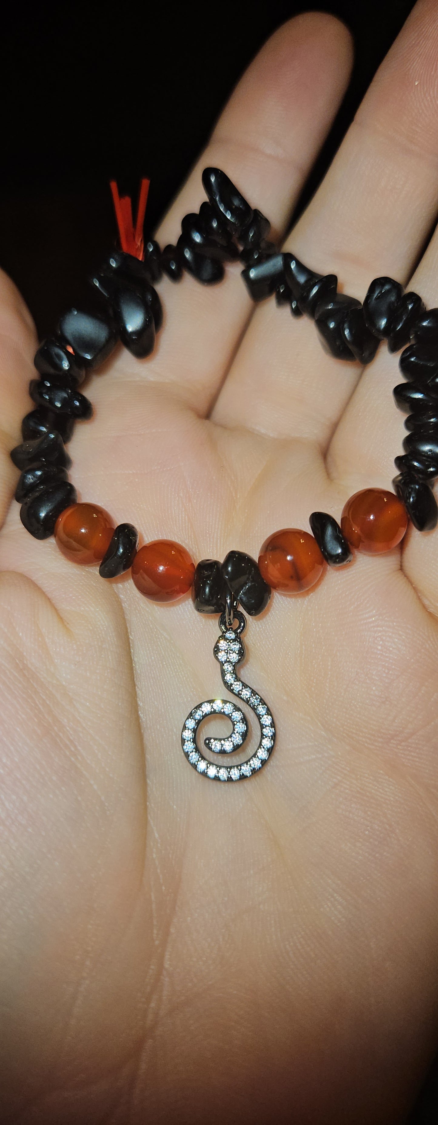 Obsidian Carnelian Snake Bracelet