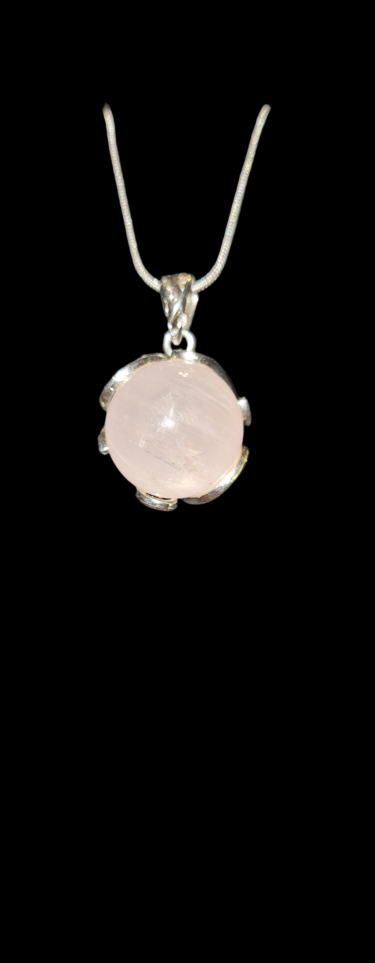 Starflash Rose Quartz Sphere Necklace (S925)