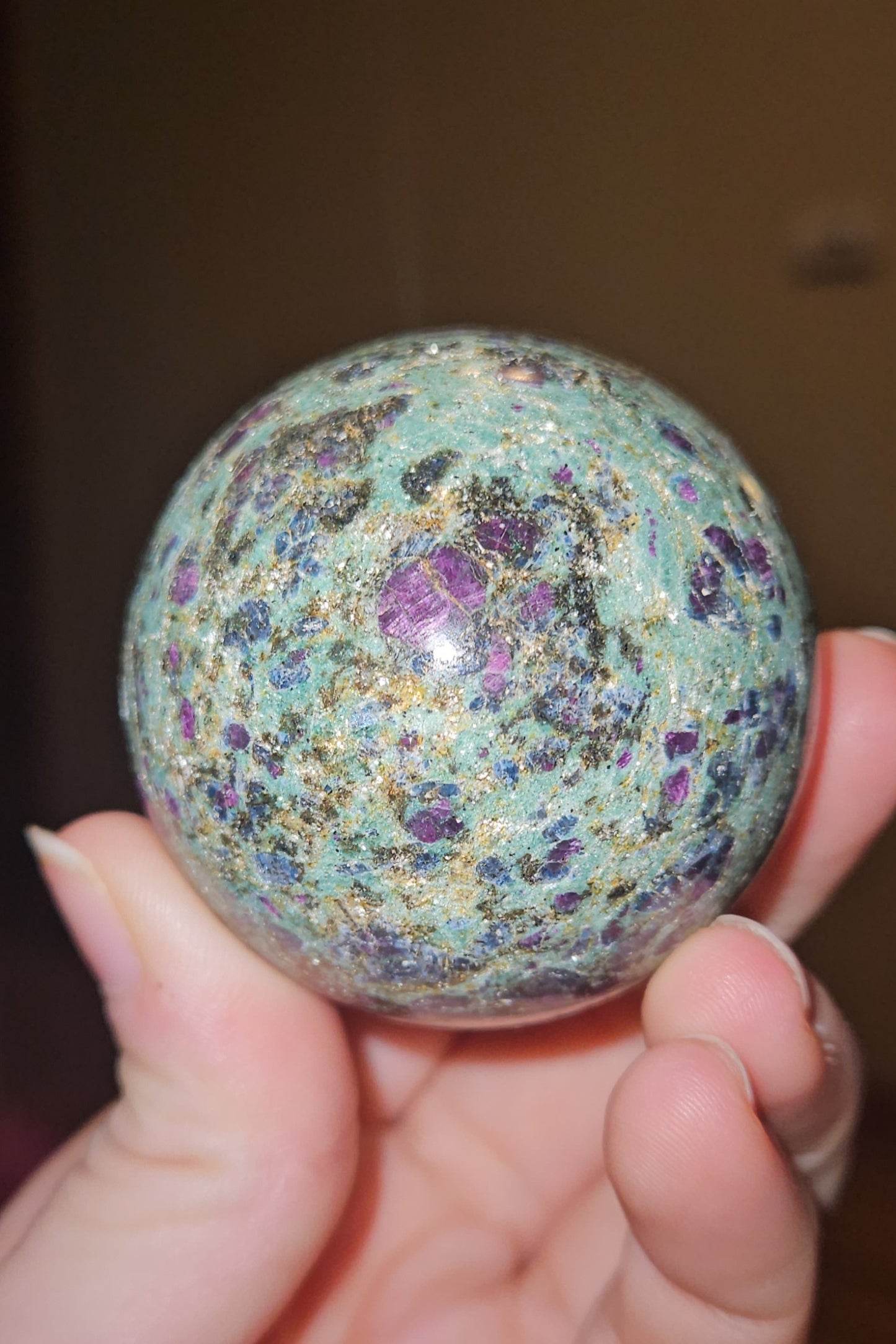 Ruby Zoisite on Medusa Hand painted Stand(UV Reactive)