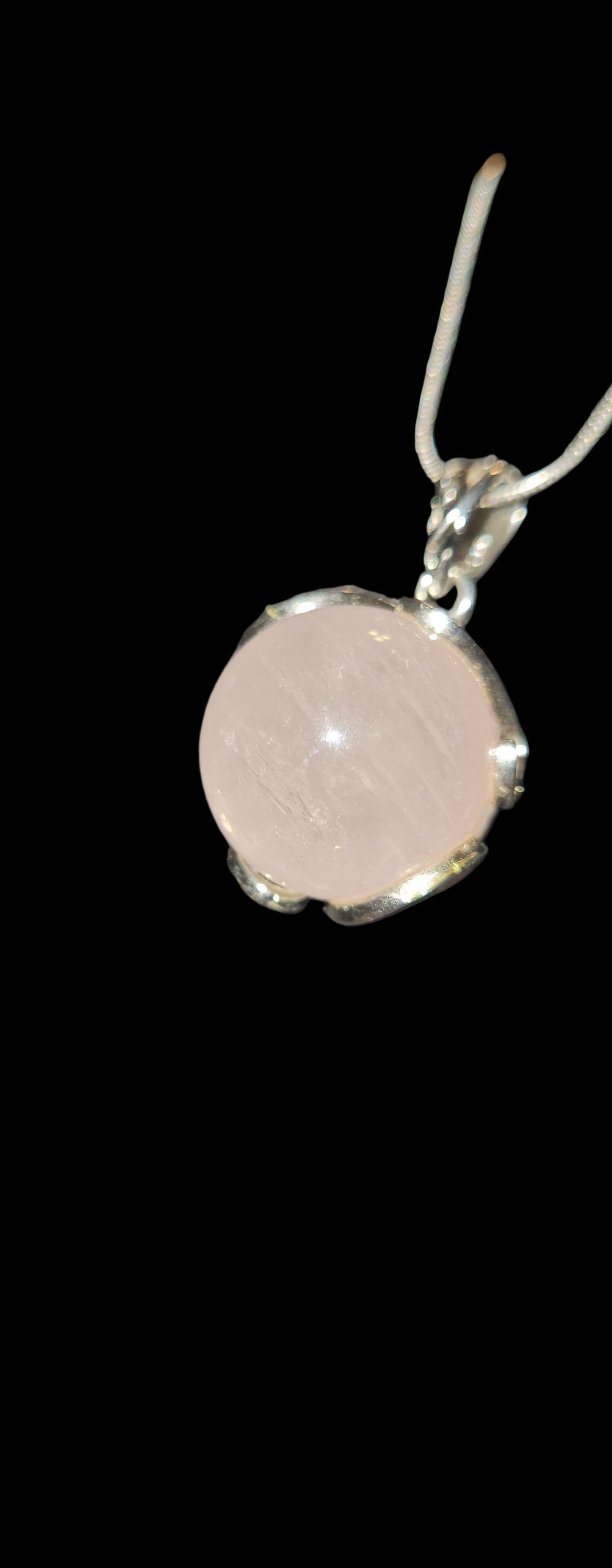 Starflash Rose Quartz Sphere Necklace (S925)
