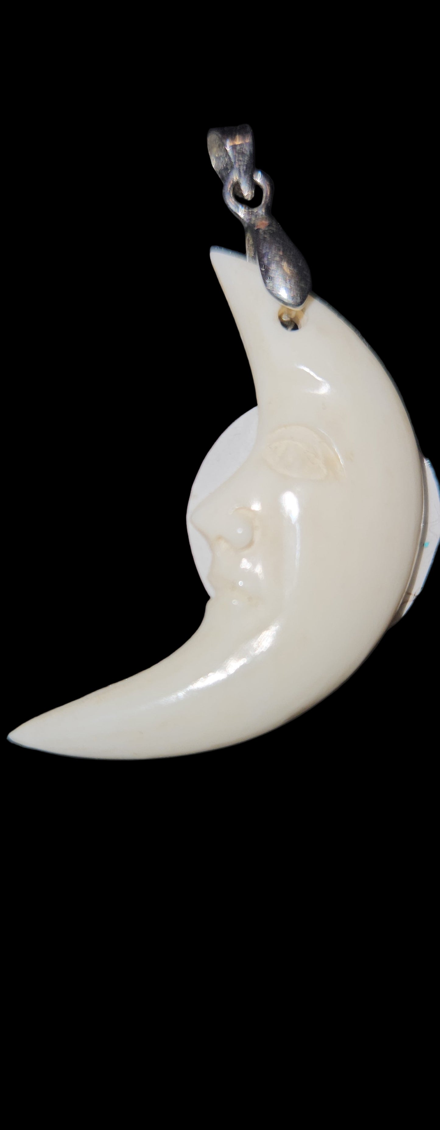 Crescent Moon Necklace (Carved Cow Bone)