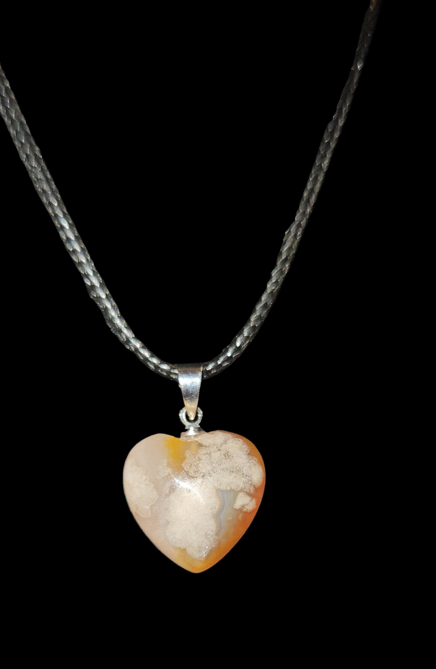 Flower Agate Heart Necklace